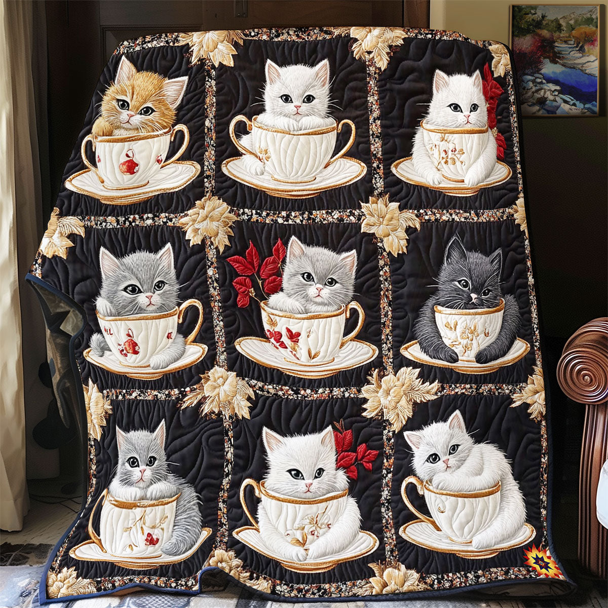 Kitten Tea Cup WY2911006CL Quilt