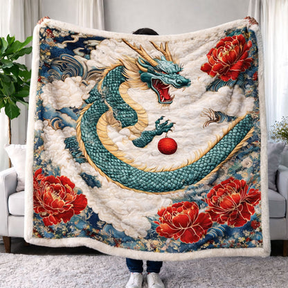 Mystic Dragon Peony CW1901002CL Faux Fur Throw Blanket