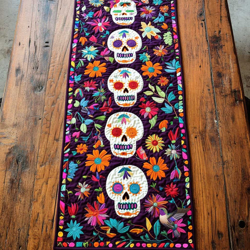 Day Of The Dead Floral Memories WN2610073CL Quilted Table Runner