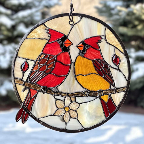 Red Cardinal WJ0810049CL Stained Glass Suncatcher