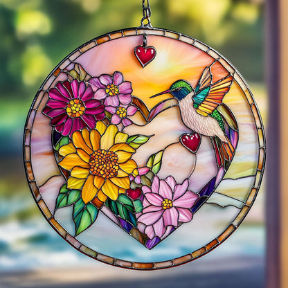 Hummingbird Flowers WT0703121CL Suncatcher