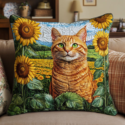Orange Cat Sunflower WT2702072CL Quilt Pillow Case