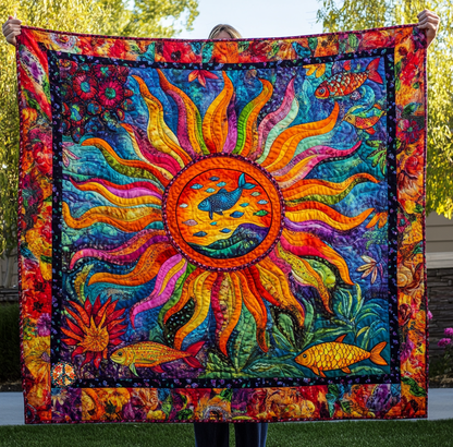 Colorful Sun And Fish YR1812025CL Quilt