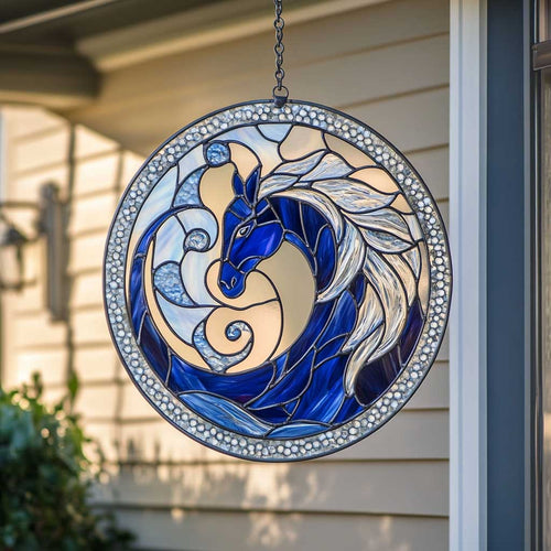 Blue Horse WJ0410035CL Stained Glass Suncatcher