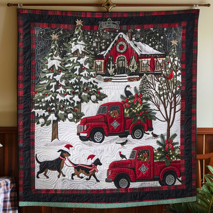 Merry Red Truck And Dachshunds WN1109016CL Quilt