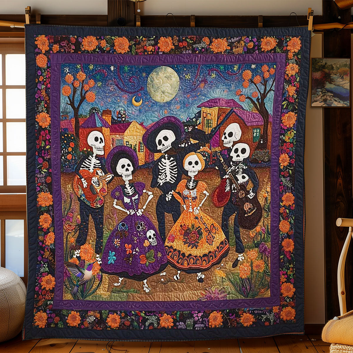 Day Of The Dead Village Fiesta WN2610083CL Quilt