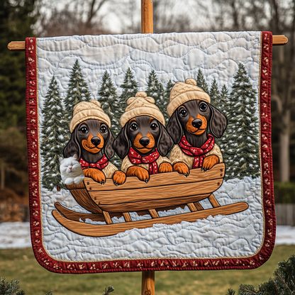 Dachshund Sleigh Ride WN0310040CL Quilt