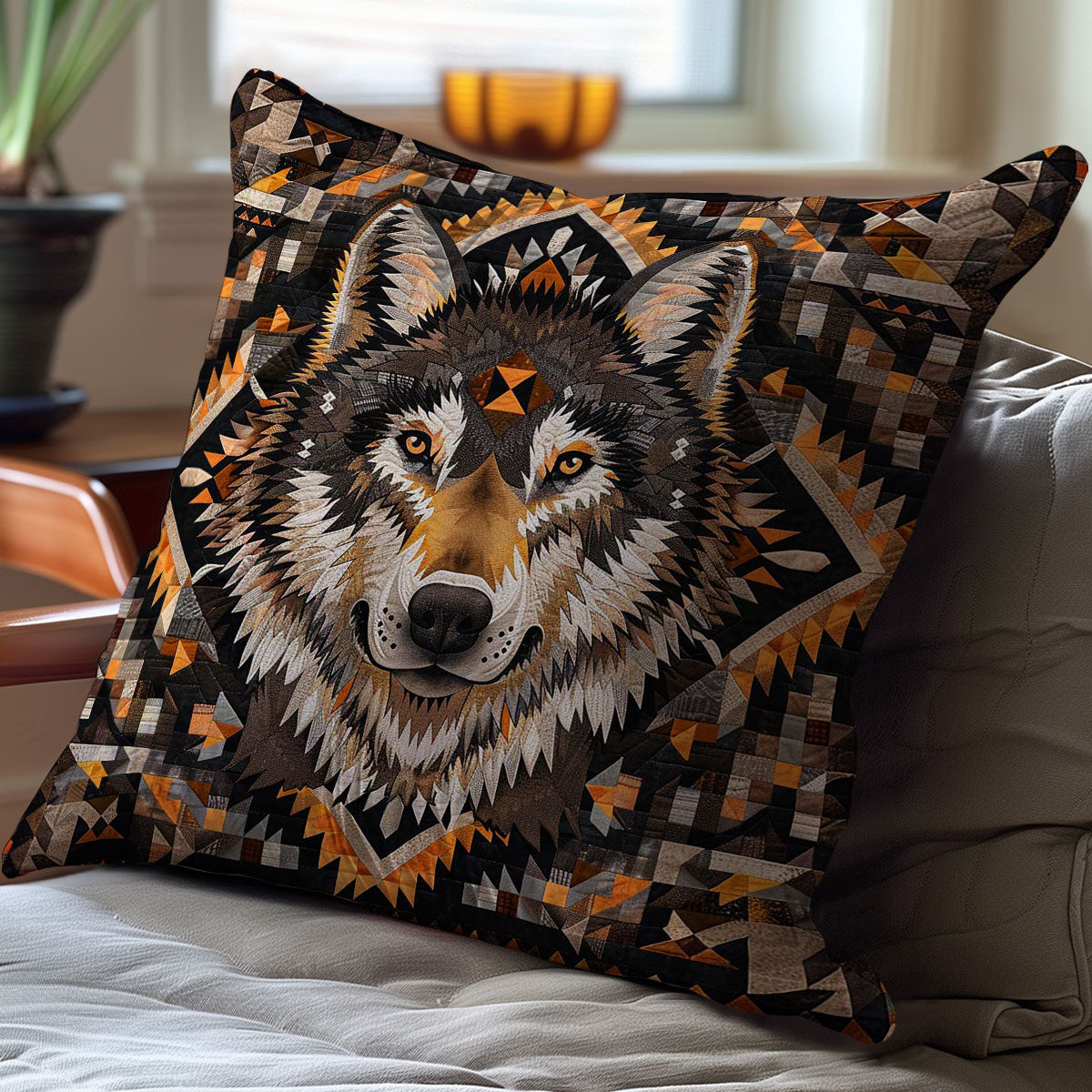 Wolf Native American WJ2009043CL Quilt Pillow Case