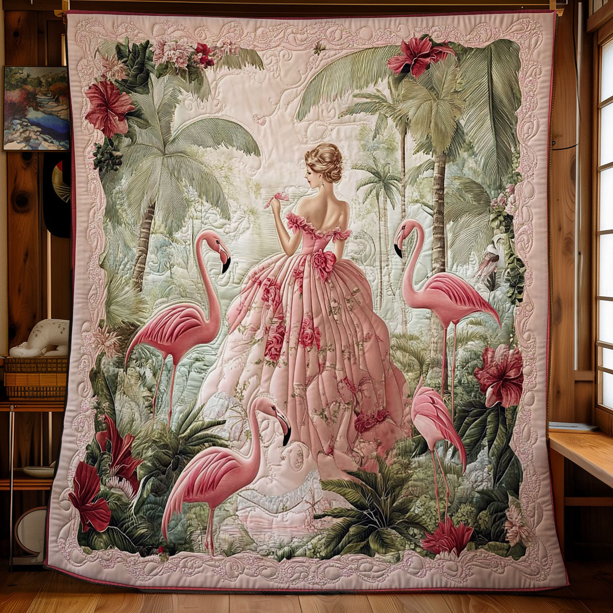 Princess And Flamingo WY1701054CL Quilt