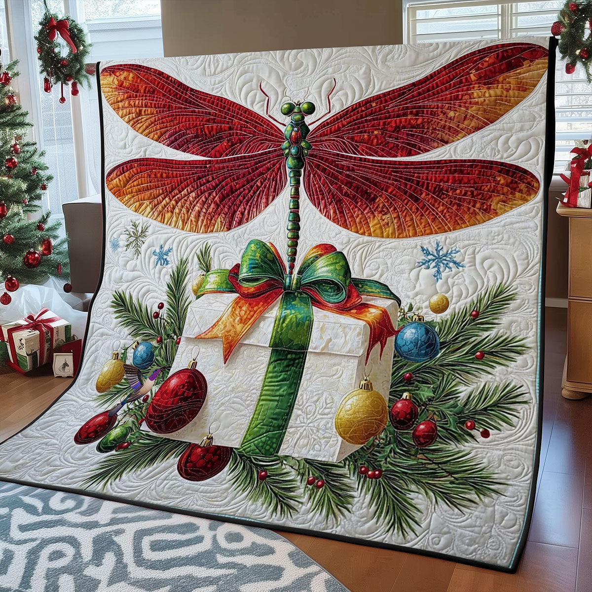 Christmas Dragonfly WY0312001CL Quilt