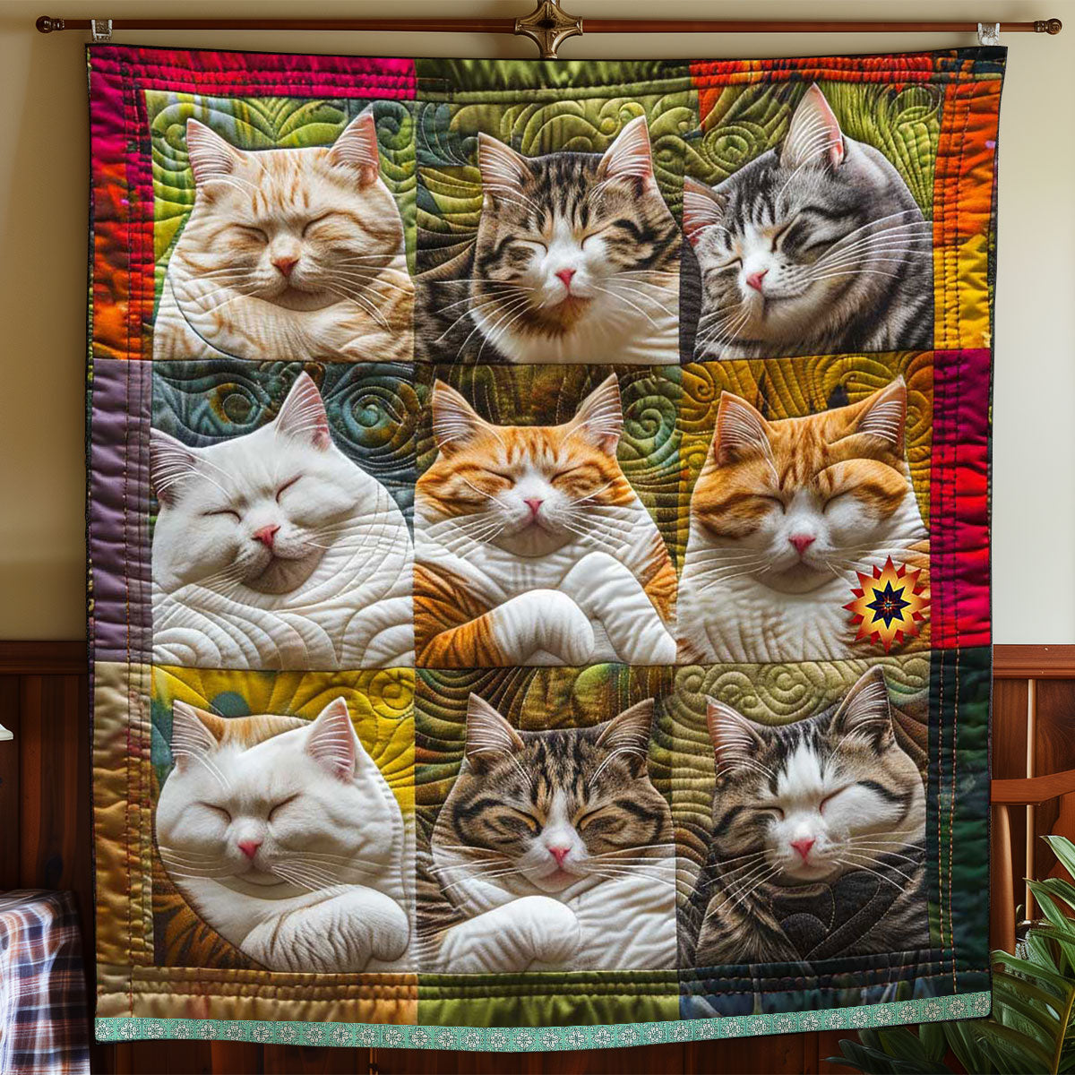 Colorful Dreaming Cat WP1210001CL Quilt