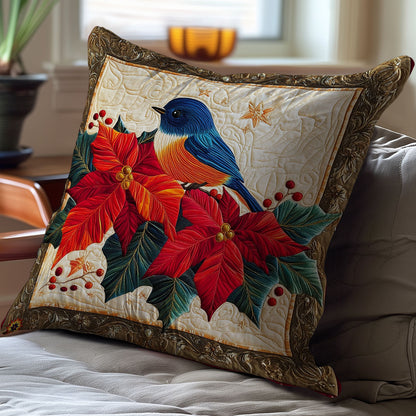 Poinsettia Bird WY0412099CL Quilt Pillow Case