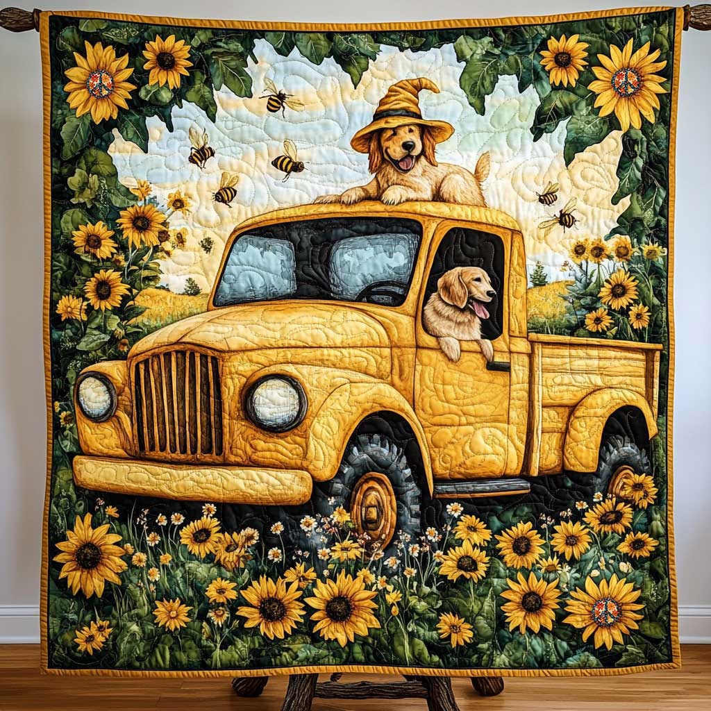 Golden Retriever Petal Ride WN0110059CL Quilt