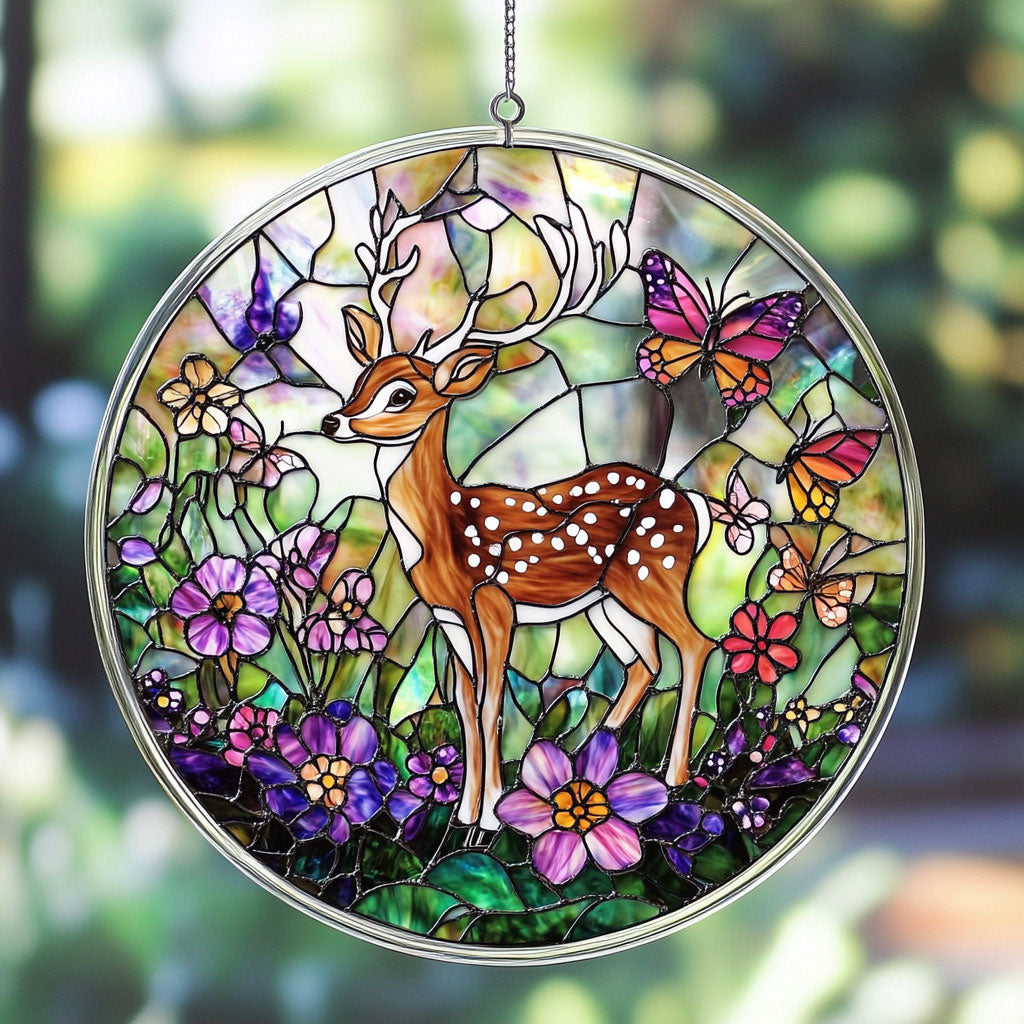 Spotted Deer In Forest WY2801056CL Suncatcher