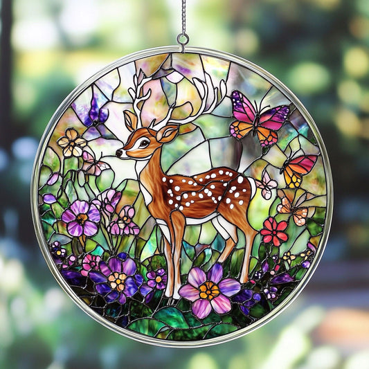 Spotted Deer In Forest WY2801056CL Suncatcher