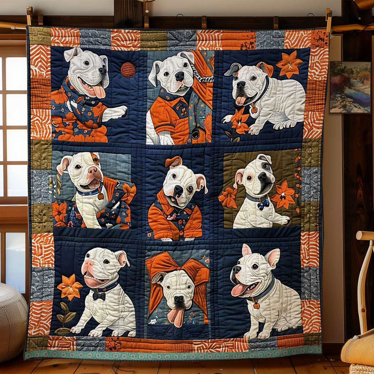 Bull Terriers Cheerful WN1209026CL Quilt