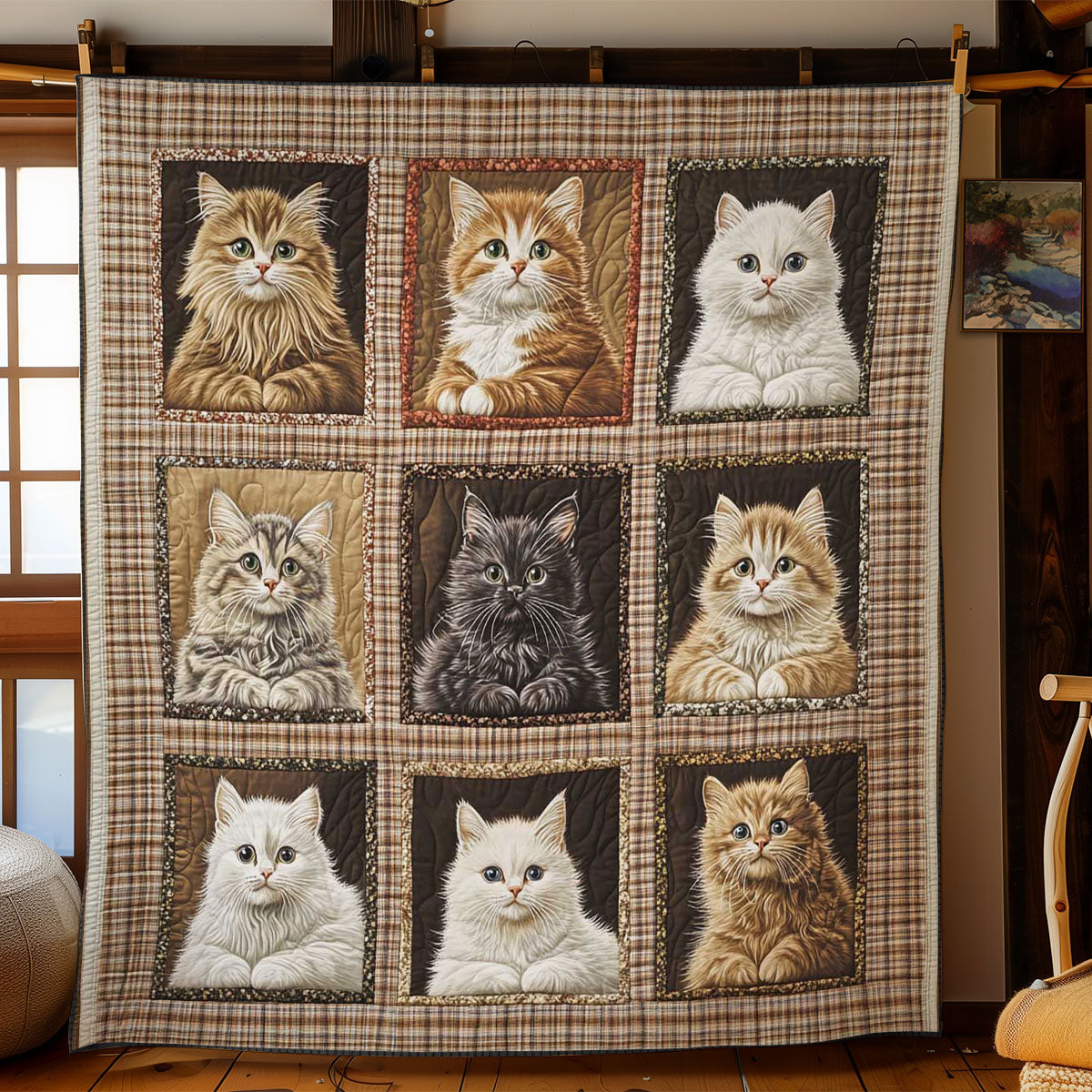 Cozy Cat Squares WN0601057CL Quilt