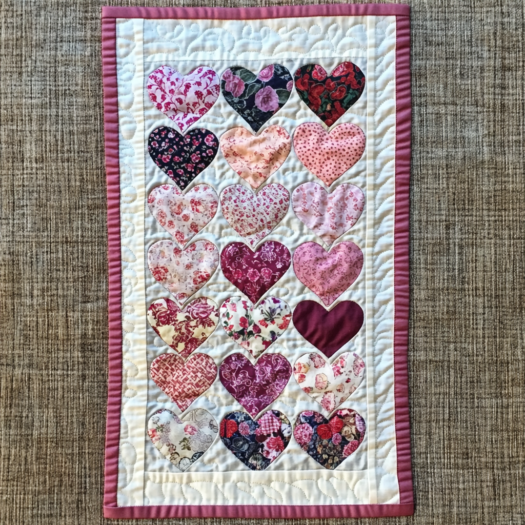 Hearts WY1901028CL Quilted Table Runner