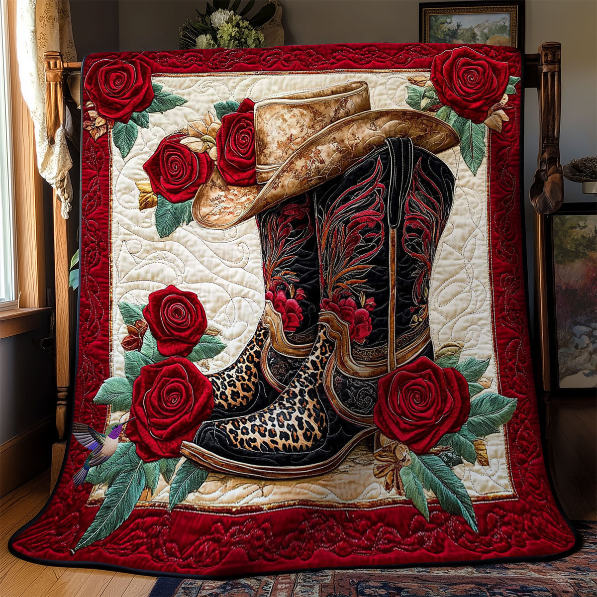 Cowboy Boots Rose WY0712017CL Quilt