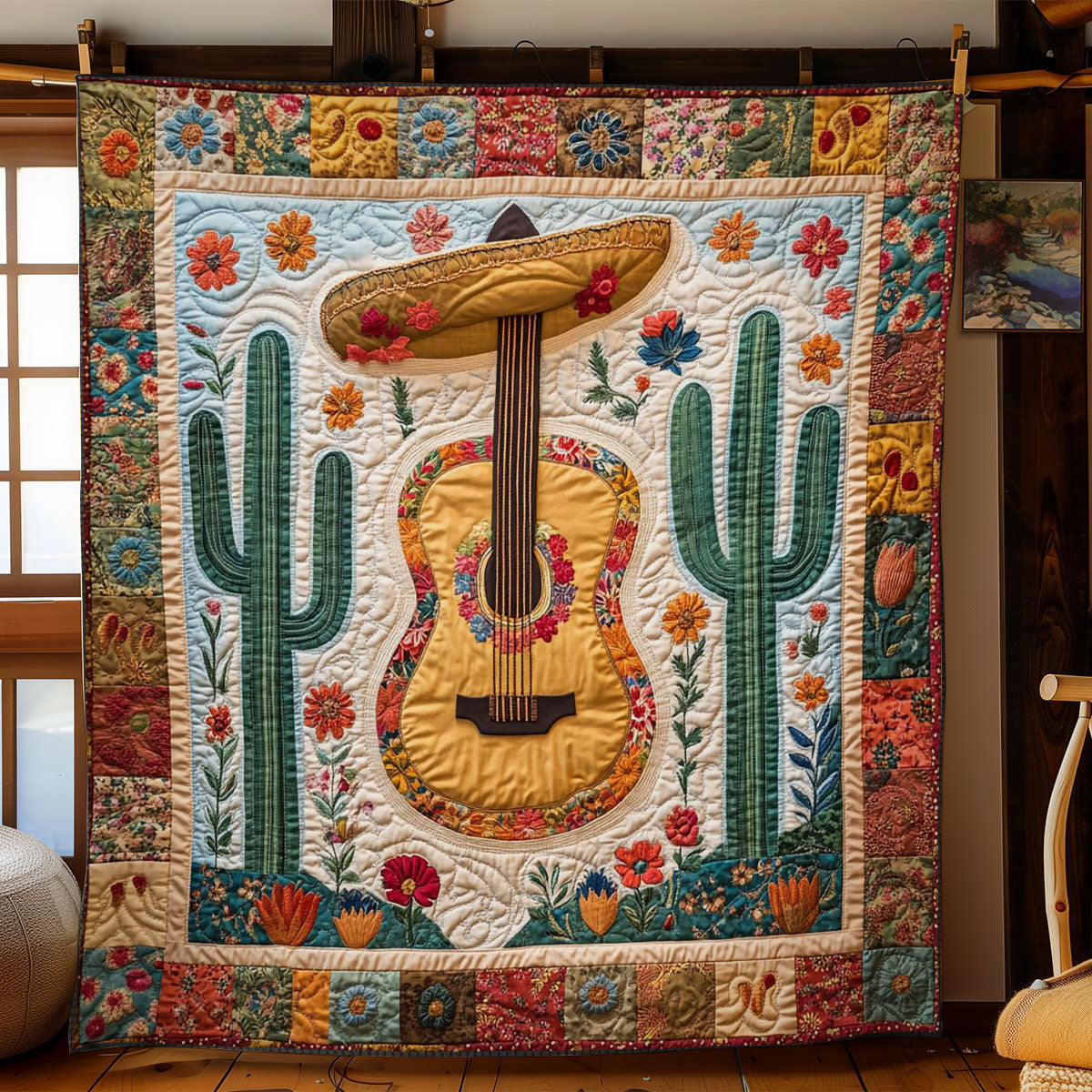 Cactus Guitar Bloom CW2708077CL Quilt