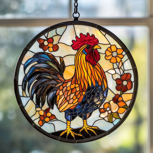 Rooster Flower WT0703023CL Suncatcher