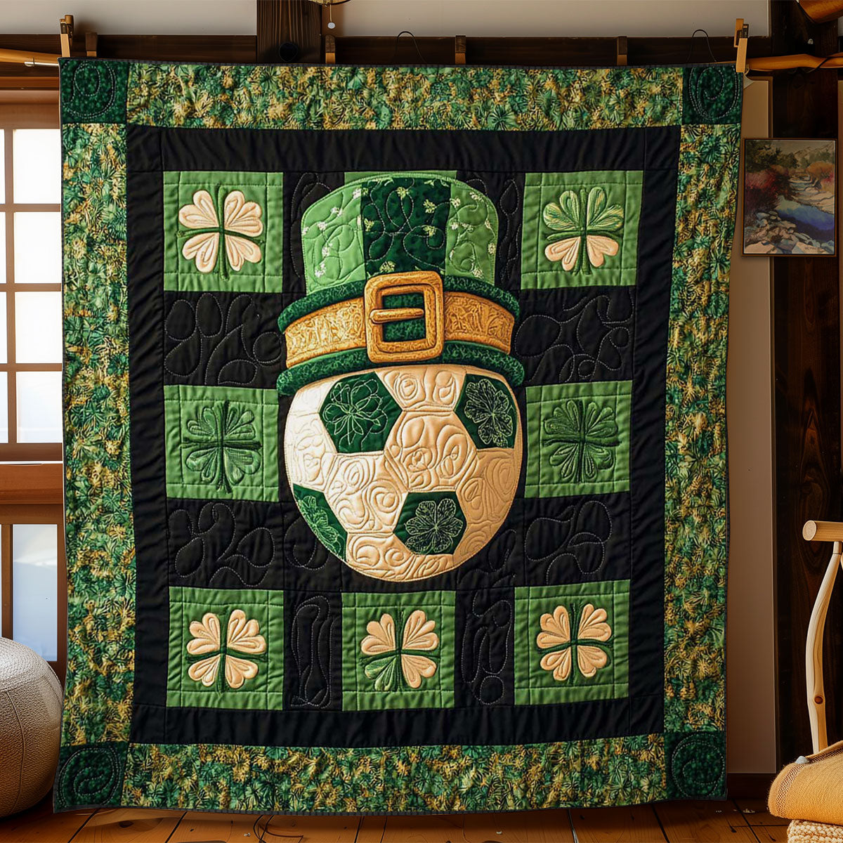 Green Patrick's Day Soccer WN2712025CL Quilt