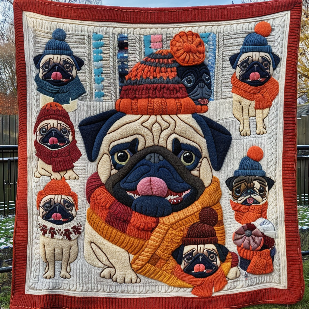 Pug in Winter Gear WN1909044CL Quilt