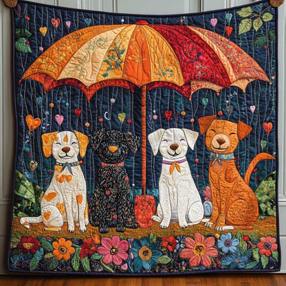Joyful Dogs In Bloom WN3009048CL Quilt