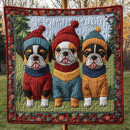 Adorable Winter Bulldog WP0111003CL Quilt