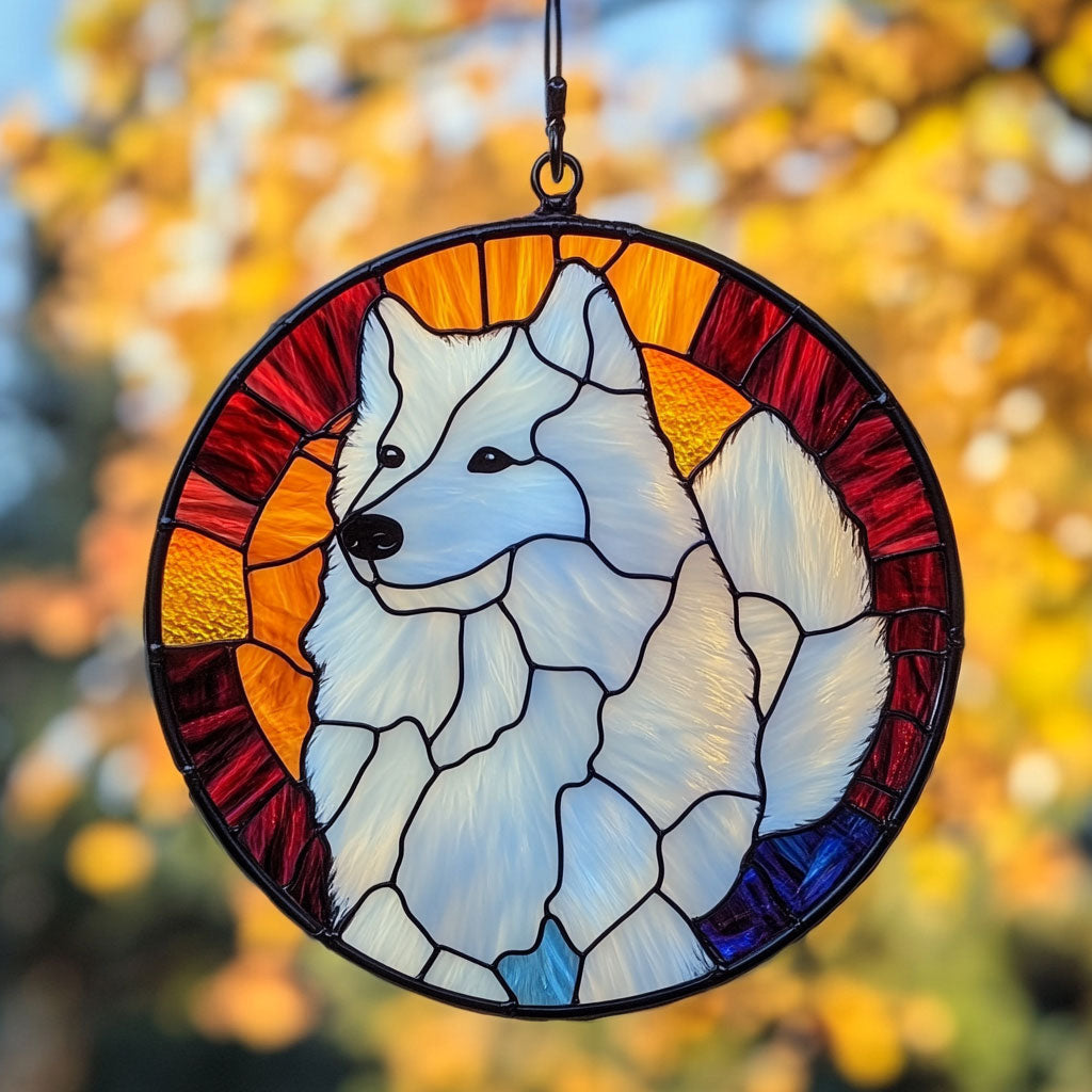 Samoyed WJ1411049CL Stained Glass Suncatcher