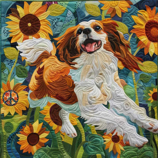 Naughty Cavalier Sunflower Field WP1210031CL Quilt