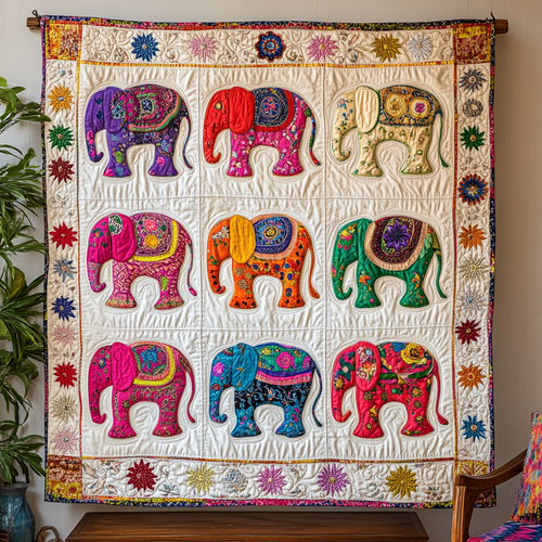 Joyful Elephants WG1812027CL Quilt