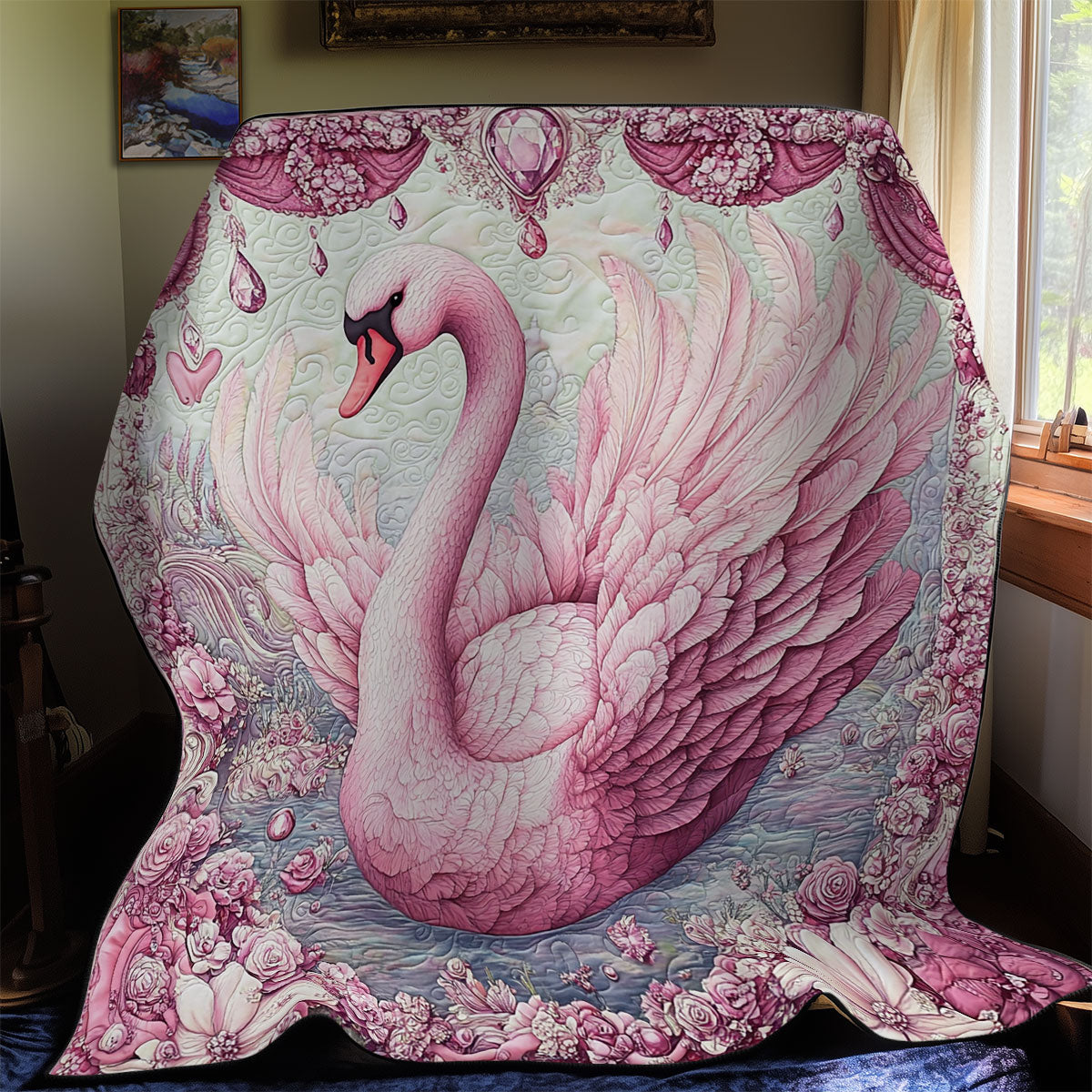 Pink Swan WY1411036CL Quilt