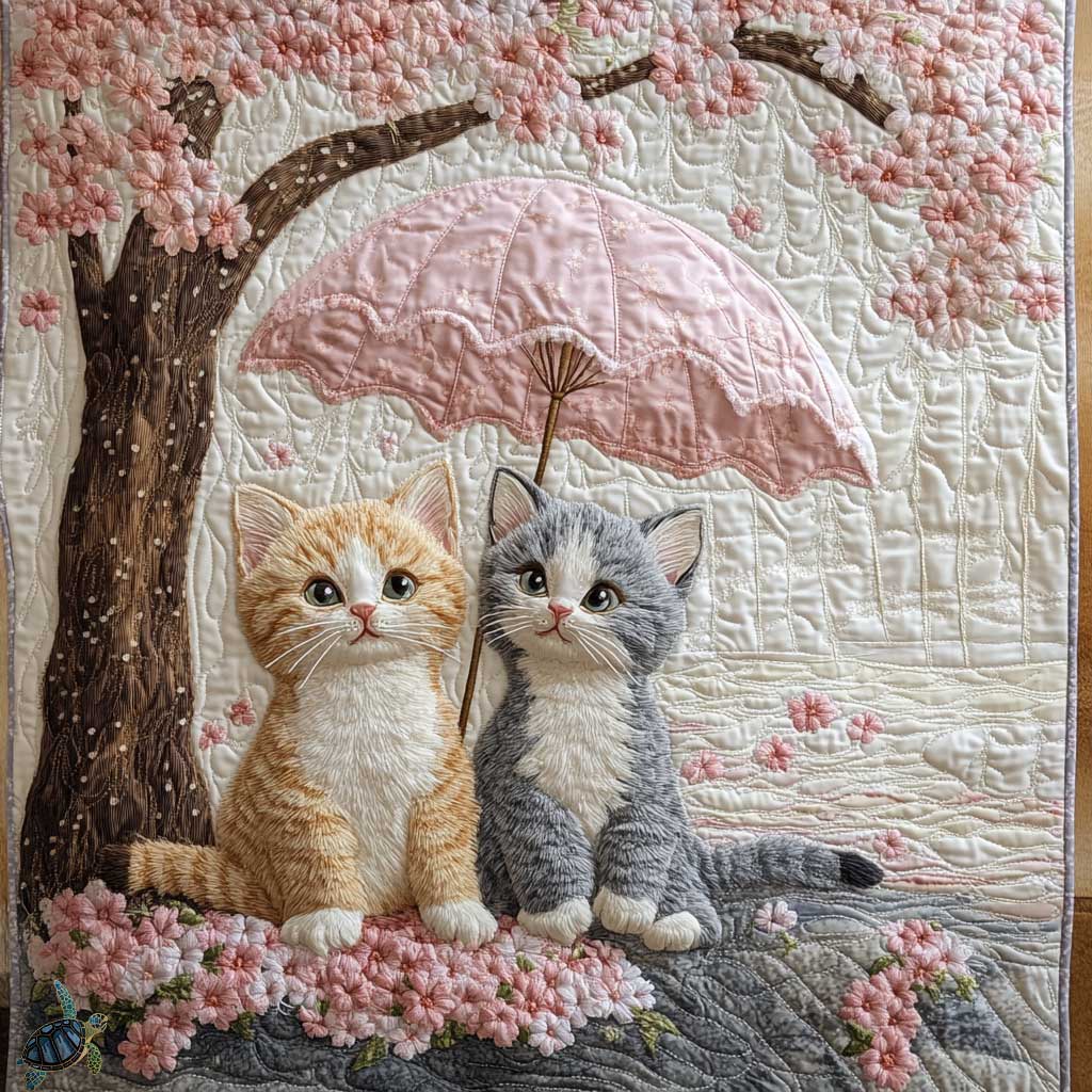 Couple Cat Blossom WP0411008CL Quilt