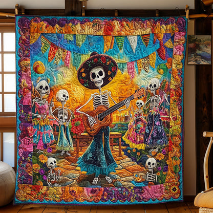 Playing Guitar Skeleton WY2011047CL Quilt