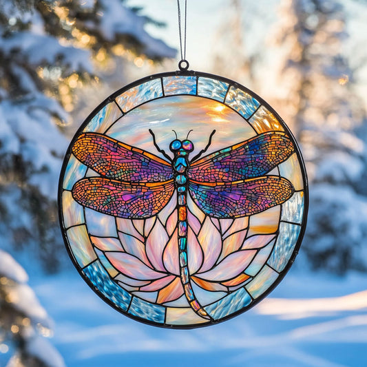 Dragonfly WJ0511043CL Stained Glass Suncatcher