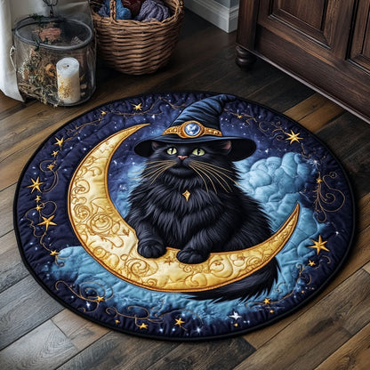 Moonlit Witchy Cat CW2407049CL Quilted Round Mat