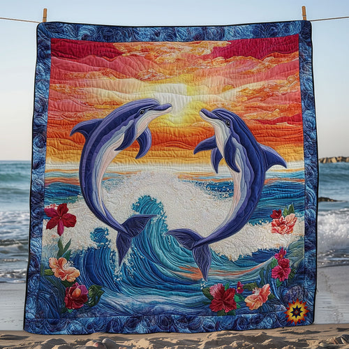 Sunset Couple Dolphin WY0912016CL Quilt