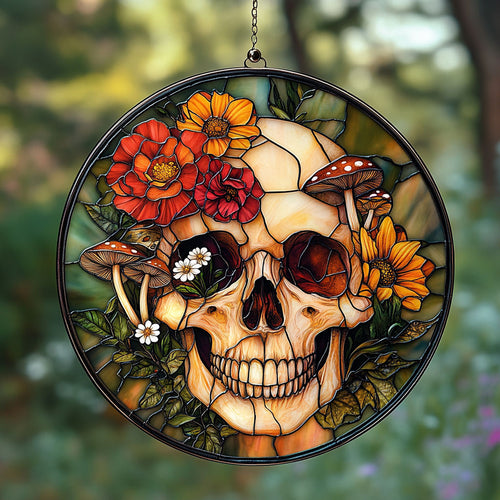 Skull WU1410003CL Stained Glass Suncatcher