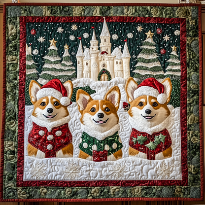 Happy Corgi Christmas Night XR2409014CL Quilt