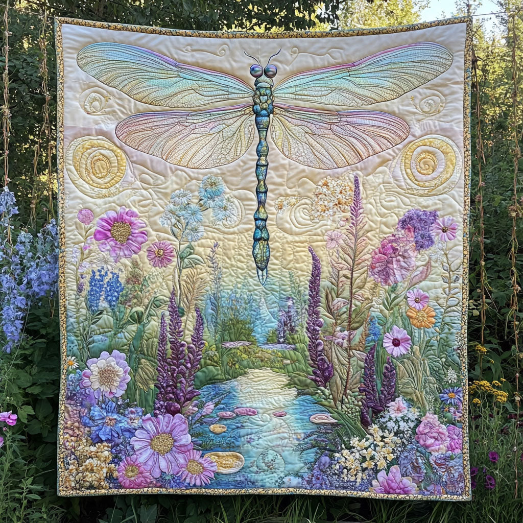 Dragonfly Blooming Flowers WT2702133CL Quilt