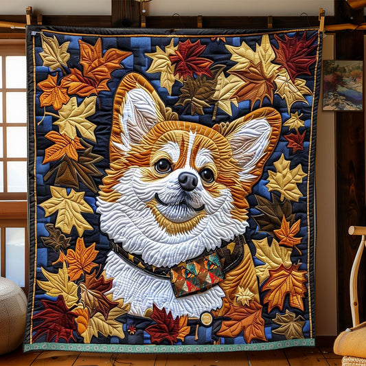 Autumn Maple Leaves Corgi WP3010004CL Quilt