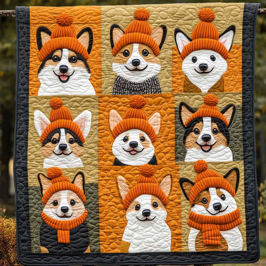 Baby Corgi Loves Fall XR0808043CL Quilt