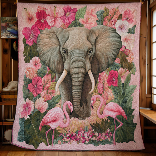 Beautiful Elephant And Flamingo WY0202004CL Quilt