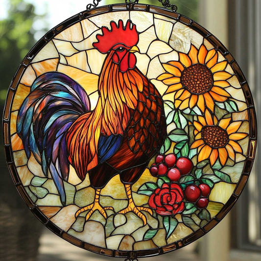 Rooster Elegance WN2211070CL Stained Glass Suncatcher