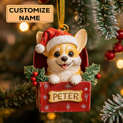 Christmas Corgi CW2411004CL Personalized Christmas Ornament