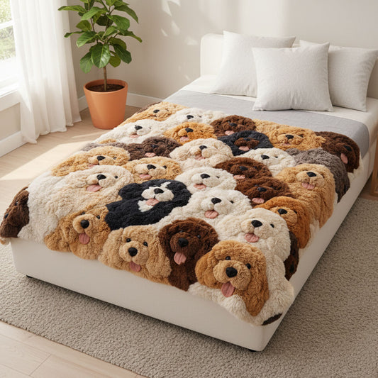 Doodle Puppies WJ2101002CL Faux Fur Throw Blanket