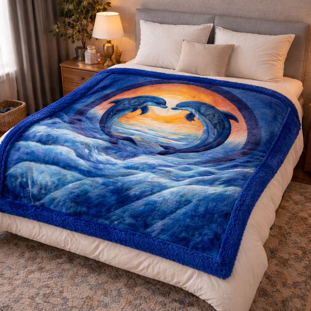 Ocean of Love Dolphin KL2401004CL Faux Fur Throw Blanket