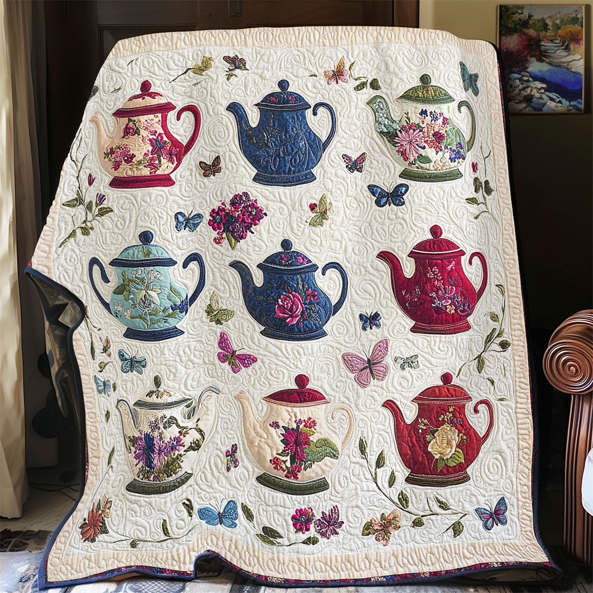 Teapot And Flower WY1302055CL Quilt