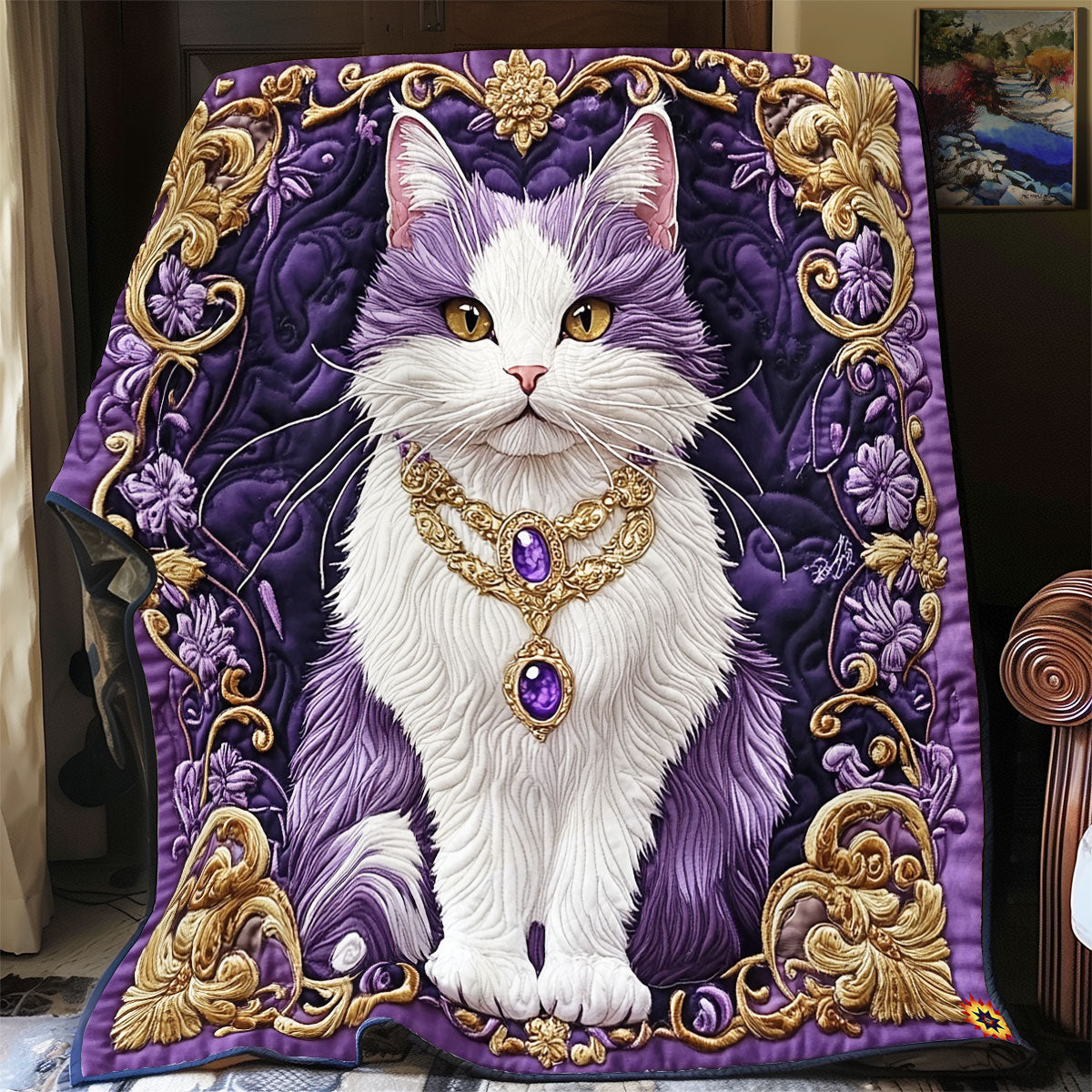 Purple Royal Cat WY1311021CL Quilt